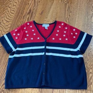 3x red, white, blue sweater